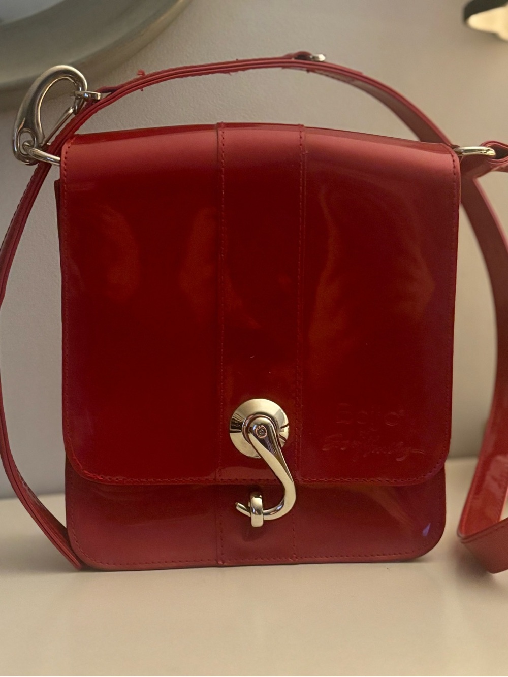 Beijo Red Patent Crossbody with Silver-Tone Hook
